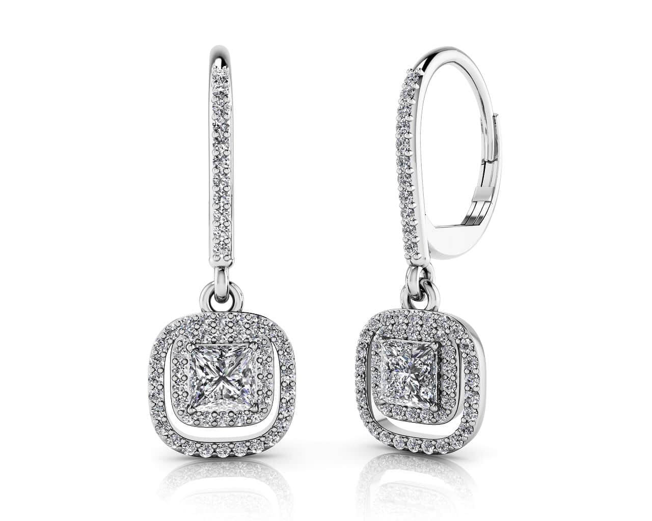 Day To Night Diamond Drop Earrings Diamond with 1.06 ct. (2X0.27 ct. center diamonds)